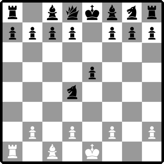 the Blackburne shilling gambit chessboard position of the Giuoco piano opening