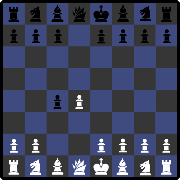 Image of the accepted varation of the queen's gambit chess opening