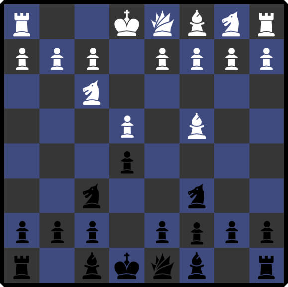 Image of the Two knights defence chess opening of the italian game